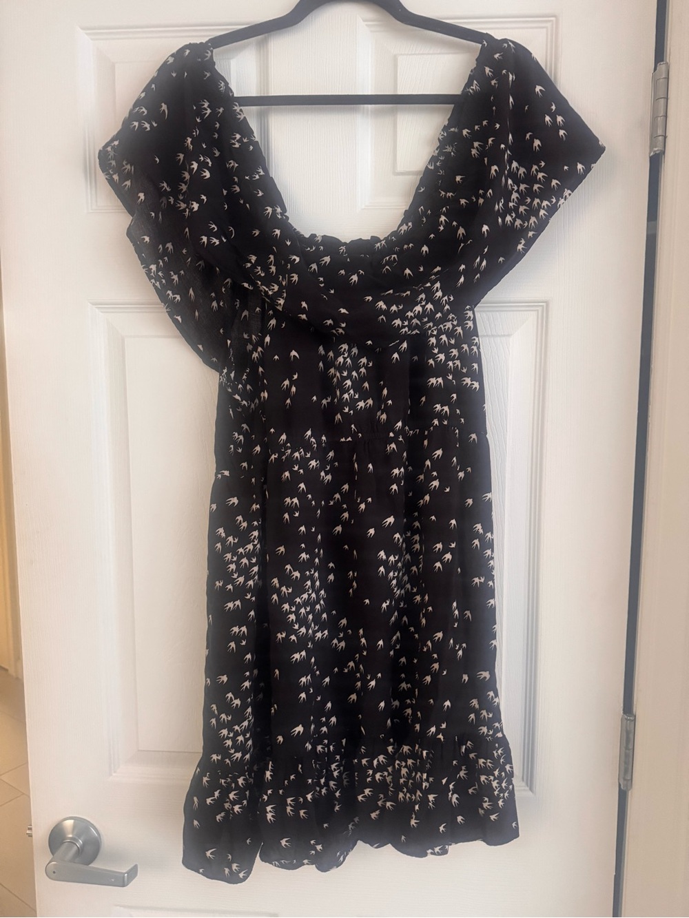 Black Top with White Bird Print
